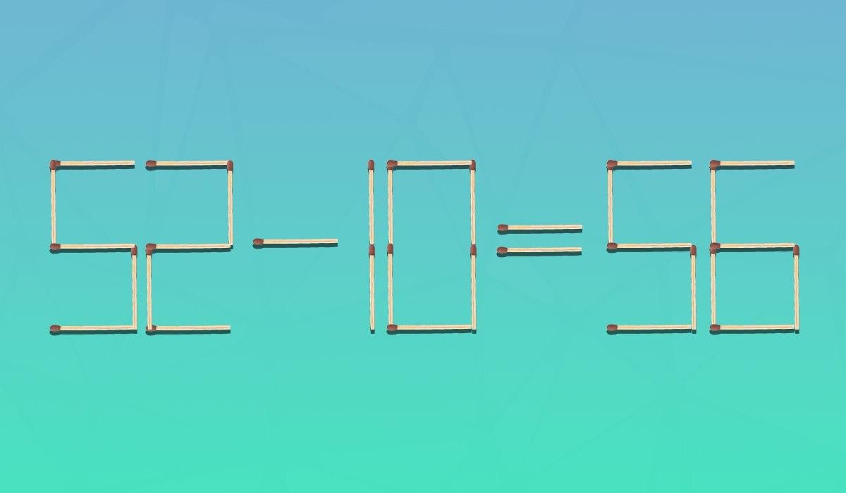 Velmi obtížná hádanka: stačí přesunout pouze 2 zápalky, aby byla rovnost správná.